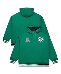 Mitchell & Ness Men's Green Boston Celtics Throw It Back Quilted Fleece Quarter-Zip Hoodie