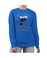 G-iii 4Her by Carl Banks Women's Blue St. Louis Blues Team Logo Tri-Blend Fleece Pullover Sweatshirt