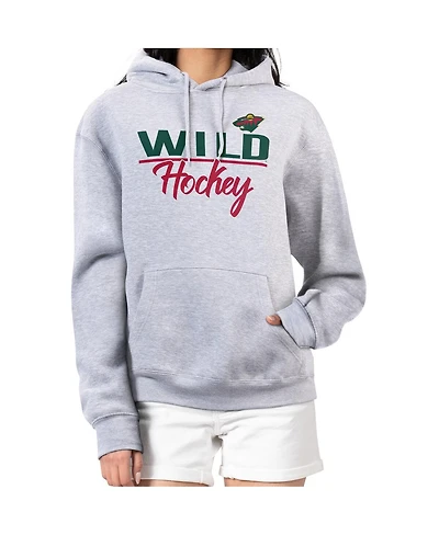 G-iii 4Her by Carl Banks Women's Heather Gray Minnesota Wild Team Sport Tri-Blend Fleece Hoodie