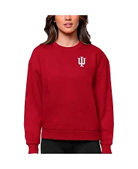 Antigua Women's Crimson Indiana Hoosiers Logo Victory Crewneck Pullover Sweatshirt