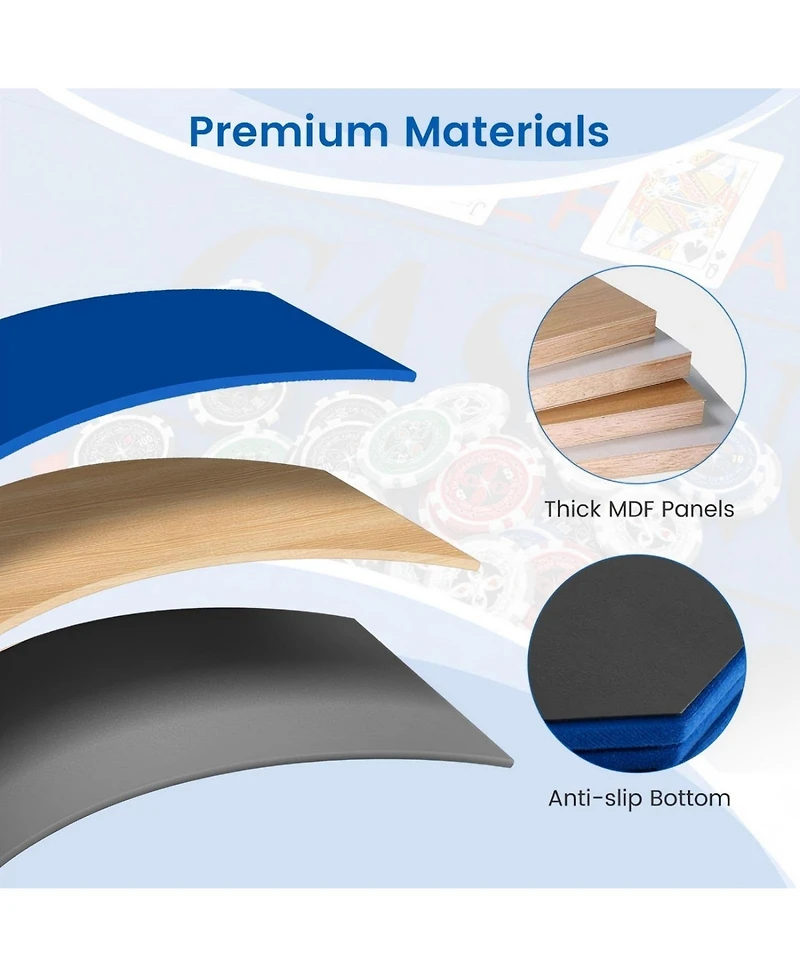 Hongge 84 Inch 10 Player Folding Poker Table Top with Cup Holders and Casino Felt Surface