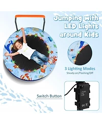 Hongge Kids Led Light Trampoline with Foam Handrail Foldable Frame and Safety Cover