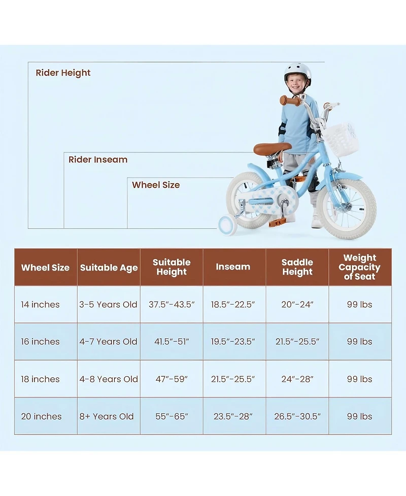 18 Inch Kids Bike with Adjustable Seat and Bell for Kids 3-8 Years Olds-18 inches