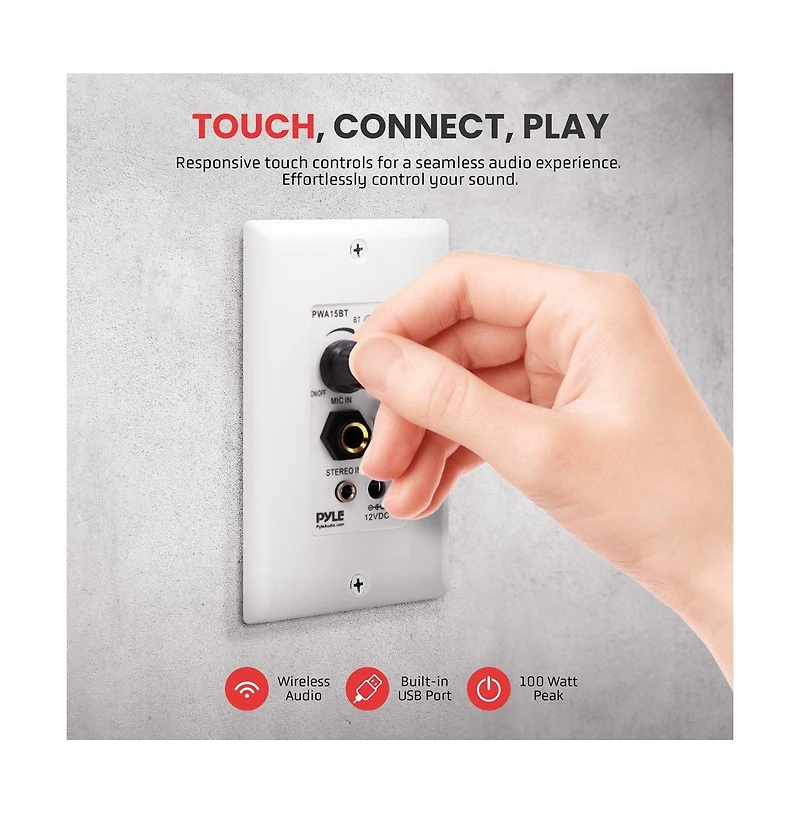 Pyle Bluetooth In-Wall Receiver with Speaker Control and Usb Charging PWA15BT