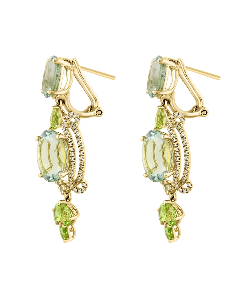 Lali Jewels Amethyst (1/2 ct. t.w.), Peridot (1/3 ct. t.w.) & Diamond (7/10 ct. t.w.) Earrings in 14k Yellow Gold