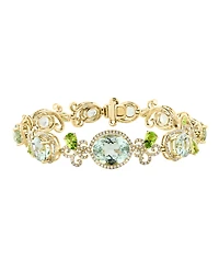Lali Jewels Green Amethyst (4/5 ct .t.w.), Peridot (9/10 ct. t.w.) & Diamond (8/10 ct. t.w.) Bracelet in 14k Yellow Gold
