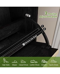 gaomon Shoe Storage Cabinet with 3 Flip Drawers Fluted Organizer Metal Legs Slim Entryway Rack