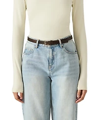 Steve Madden Polyurethane Square, Plaque and Dome Buckle 3-Piece Belt Set