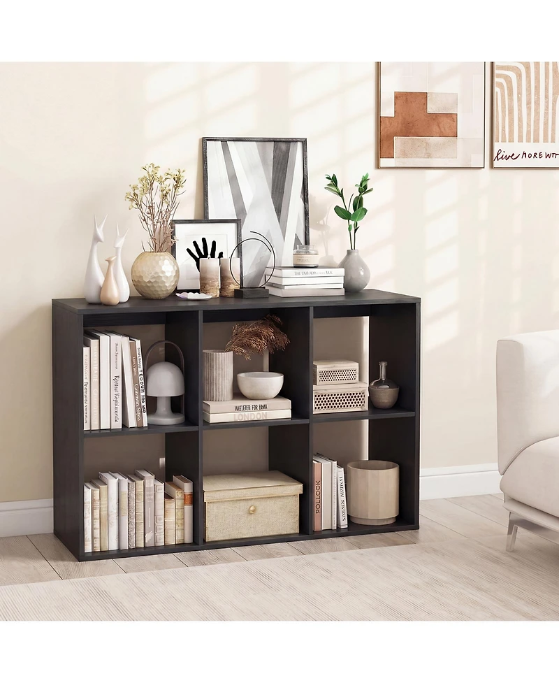 Slickblue 6-Cube Bookcase with Guardrail for Living Room & Bedroom