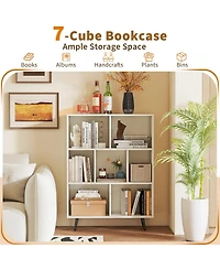 Slickblue 7-Cube Organizer Bookcase with Sturdy Metal Legs