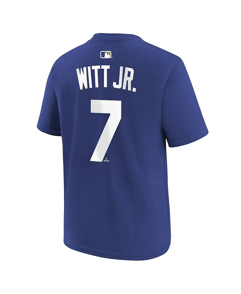 Nike Big Boys and Girls Bobby Witt Jr. Royal Kansas City Royals Name Number T-Shirt