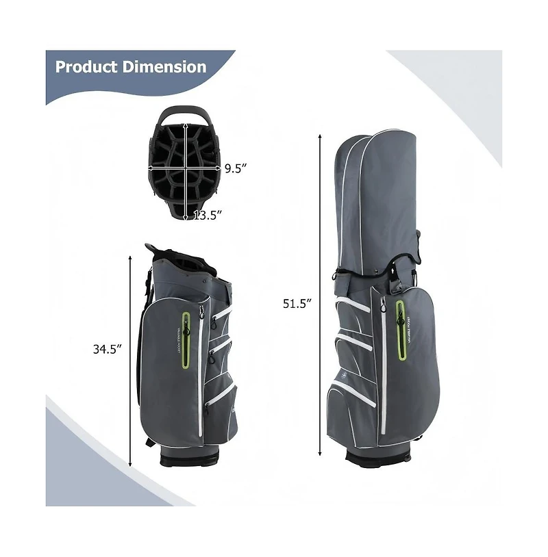 Hongge Lightweight Golf Cart Bag with Way Top Dividers