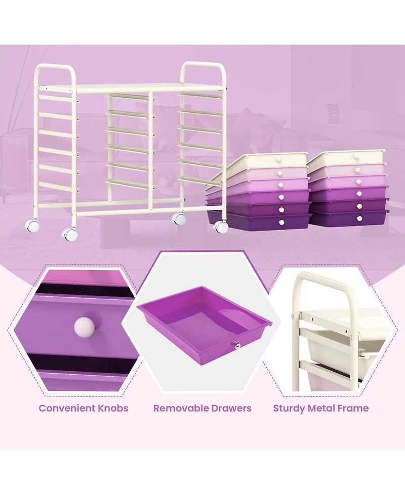 Sugift 12 Drawers Rolling Storage Cart for Home and Office