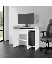 Depot E-shop Koyuk Computer Desk with Sliding Keyboard Tray, Lower Storage Shelf and Cpu Compartment