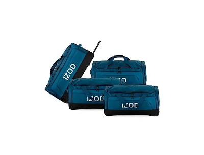 Izod Katy Travel Duffel 4-Piece Set - Lightweight Soft Shell Rolling Bag and Telescopic Handle