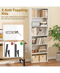Sugift 6-Tier Bookcase with 6 Open Shelves and Anti-Toppling Kits