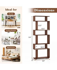 Sugift 6-Tier Geometric Bookshelf with 2 Anti-Tipping Kits for Home Office