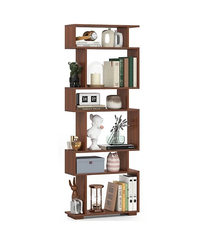 Sugift 6-Tier Geometric Bookshelf with 2 Anti-Tipping Kits for Home Office