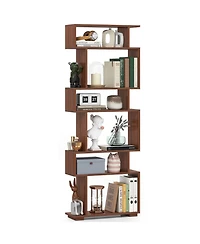 Sugift 6-Tier Geometric Bookshelf with 2 Anti-Tipping Kits for Home Office