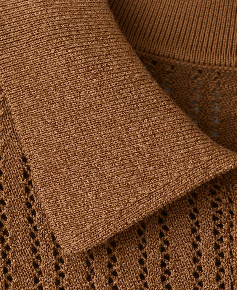 Mango Women's Openwork Knitted Polo-Neck Sweater