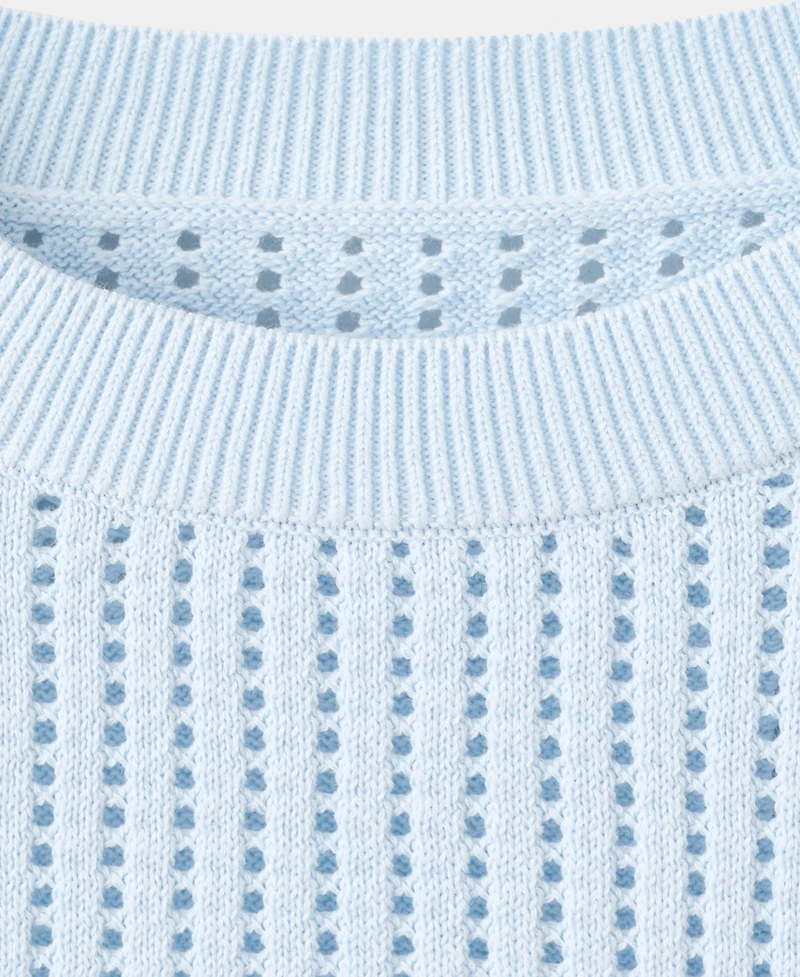 Mango Women's Lace Accents Short-Sleeved Knitted Sweater