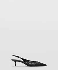 Mango Women's Sequins Embroidered Kitten-Heel Shoes