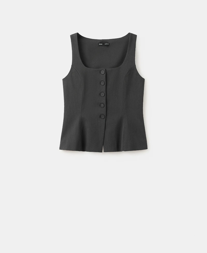 Mango Women's Peplum Buttoned Vest