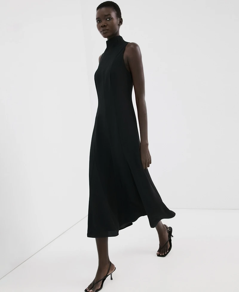 Mango Women's High-Neck Godet Dress