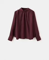 Mango Women's Scarf Collar Long-Sleeve Blouse
