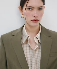Mango Women's Lapel Pockets Straight Suit Jacket