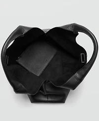 Mango Women's Stitching Detail Leather Shoulder Bag