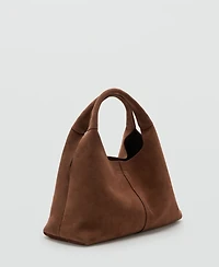 Mango Women's Stitching Detail Suede Shoulder Bag
