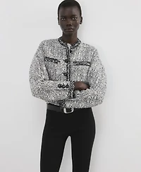 Mango Women's Frayed Ends Tweed Jacket