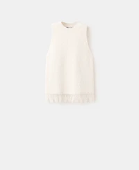 Mango Women's Lace Trim Ribbed Knit Top