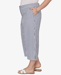 Ruby Rd. Plus Striped Seersucker Fly-Front Capri Pants