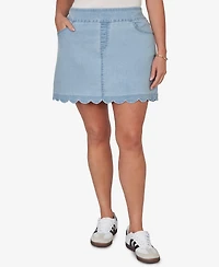 Ruby Rd. Plus Scalloped Hem Stretch Denim Skort