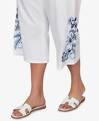 Ruby Rd. Plus Embroidered Hem Denim Capri Pants