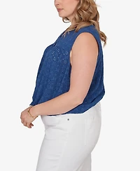 Ruby Rd. Plus Tie-Front Eyelet Sleeveless Top
