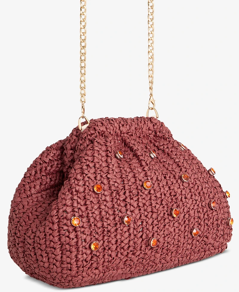 On 34th Crochet Raffia Shoulder Bag, Macy's Exclusive