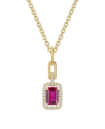 Macy's Lab Grown Emerald (3/4 ct. t.w.) & White Sapphire (1/5 Necklace 14k Gold Over Sterling Silver (Also Available Multi-S