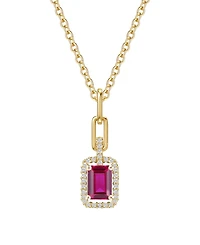 Macy's Lab Grown Emerald (3/4 ct. t.w.) & White Sapphire (1/5 Necklace 14k Gold Over Sterling Silver (Also Available Multi-S
