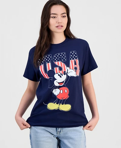 Disney Juniors' Mickey Usa Cotton Short-Sleeve T-Shirt