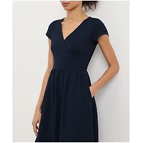 Pact Women's Organic Cotton Fit & Flare Crossover Dress