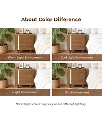 LuxenHome 21.6" Brown Nightstand with 2 Drawers, Mid Century Modern Night Stand for Bedroom, Wooden Bedside Table for Living Room