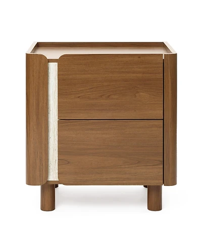 LuxenHome Scandinavian-Style Nightstand, Manufactured Wood End Table with 2 Drawers