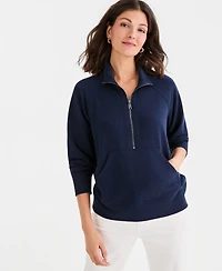 Style & Co Women's Luxsoft French Terry Half-Zip Sweatshirt, Macy's Exclusive