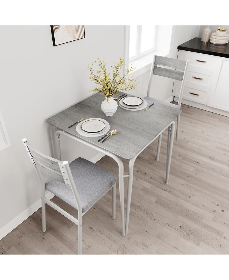 gaomon 3-Piece Dining Table for 2, Space-Saving Square Kitchen Table Set with Steel Frame, Apartment or Small Space