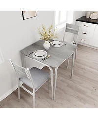 gaomon 3-Piece Dining Table for 2, Space-Saving Square Kitchen Table Set with Steel Frame, Apartment or Small Space