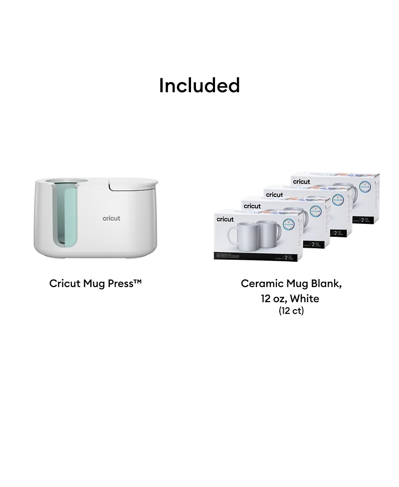 Cricut Mug Press Heat Press Machine with 12 Mugs Bundle