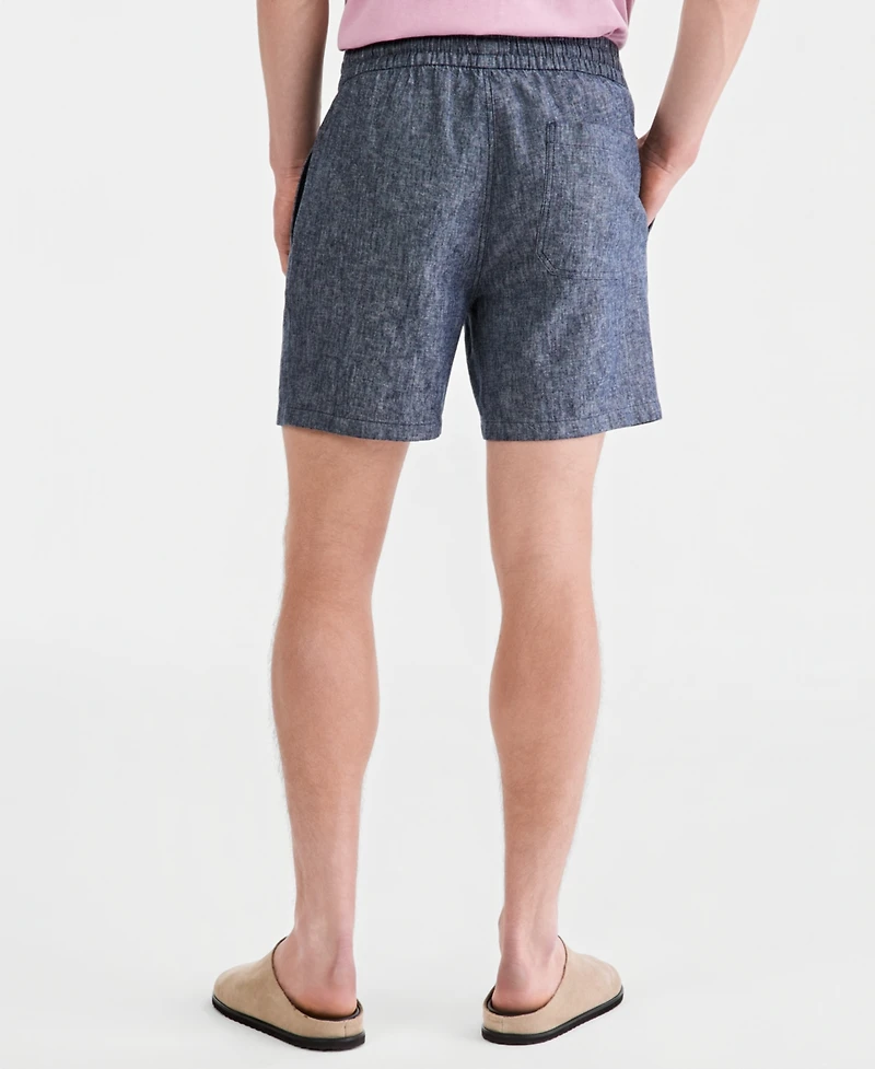 Sun + Stone Men's Linen Blend 6" Pull-On Shorts, Macy's Exclusive